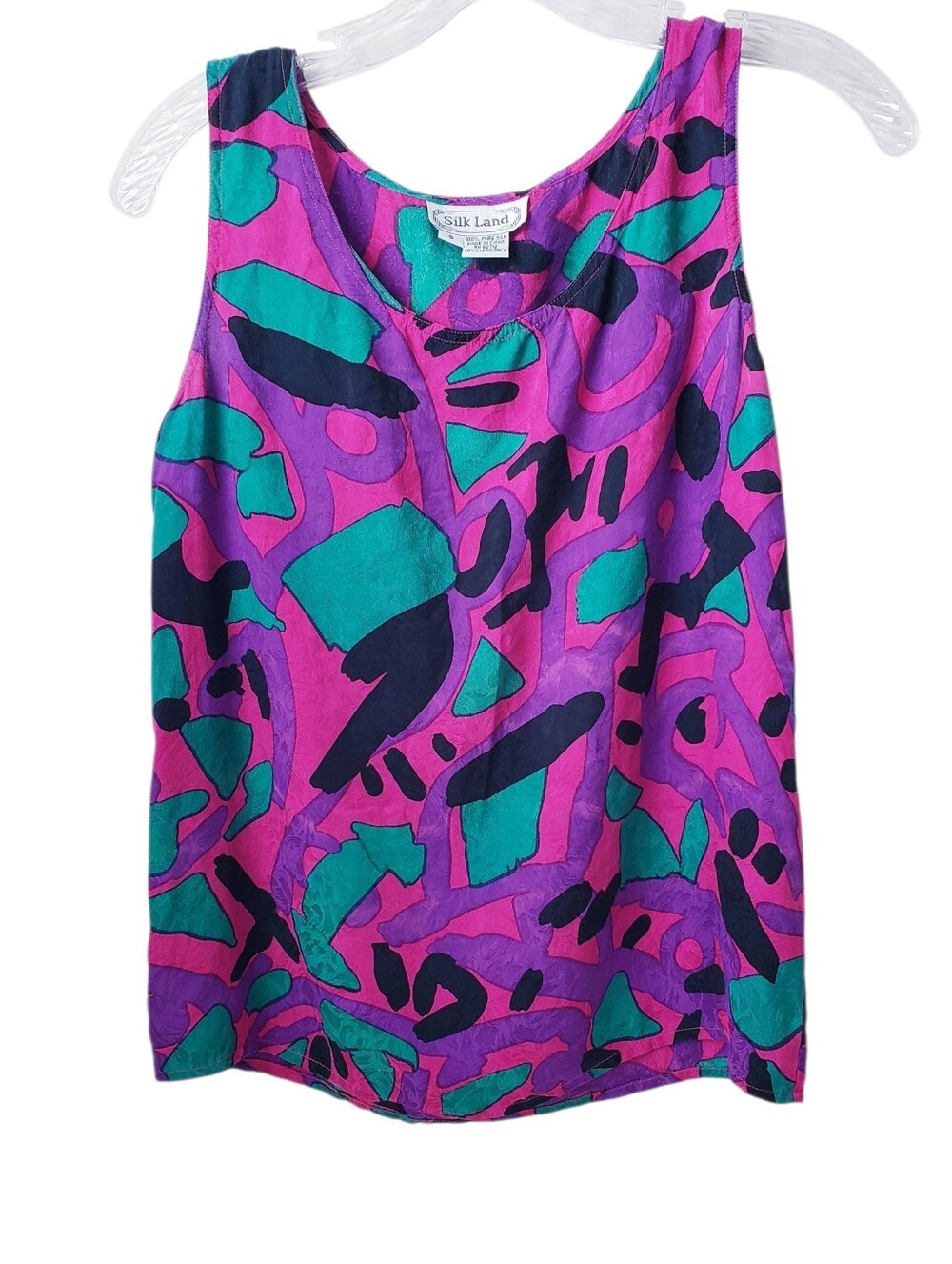 Vintage Silk Land 100% Silk Abstract Print Tank Top Blouse